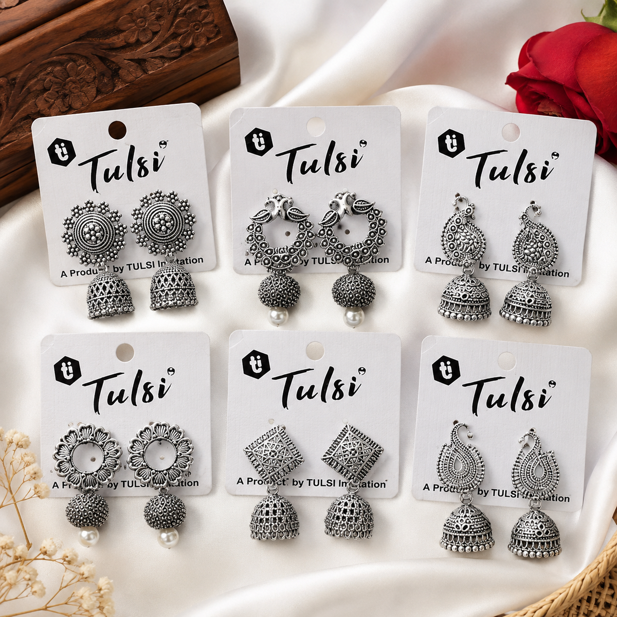 Silver Plated Earrings ( Combo Of 6)