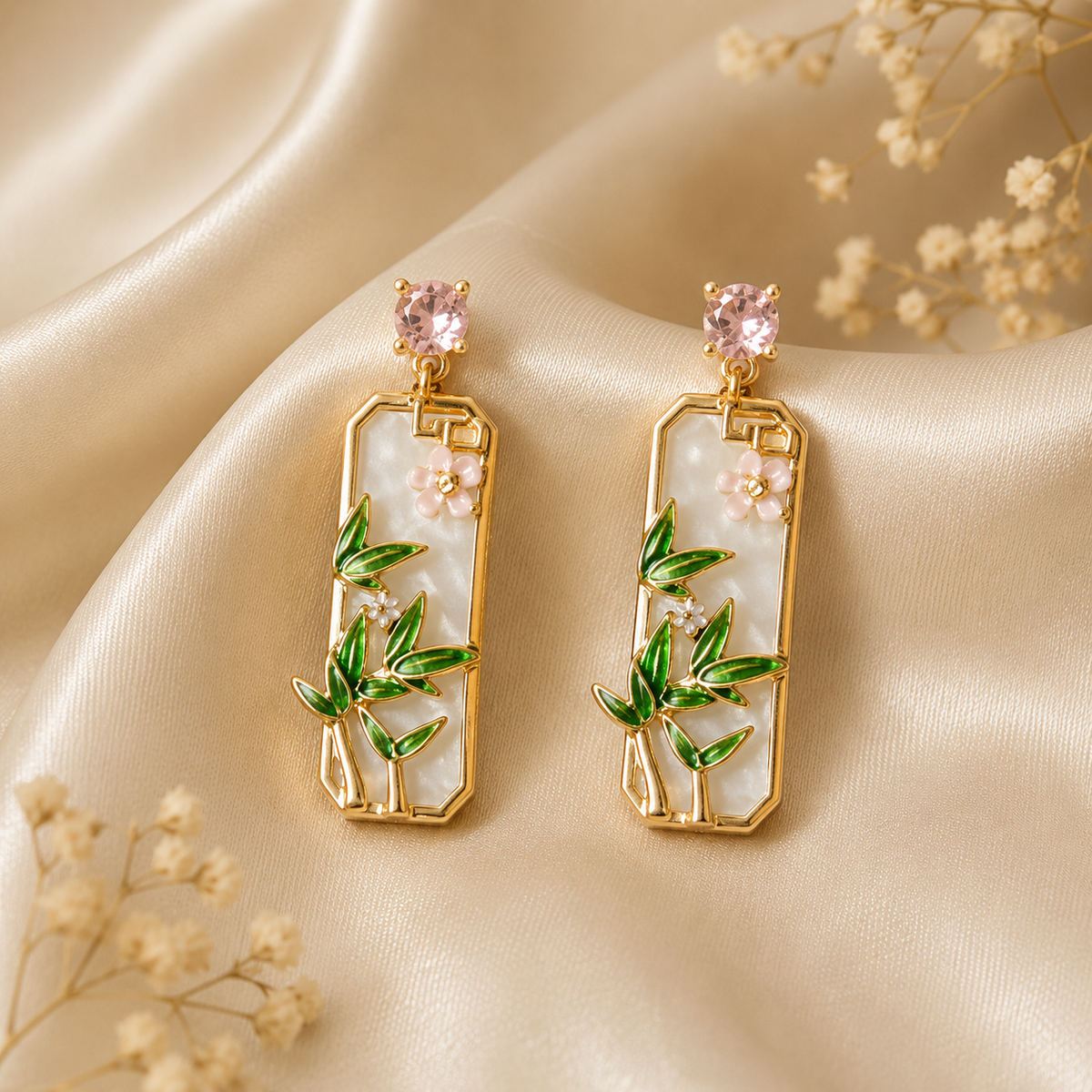 Ad Stone Crystals Flower Drop Earrings for Women Girls Flora