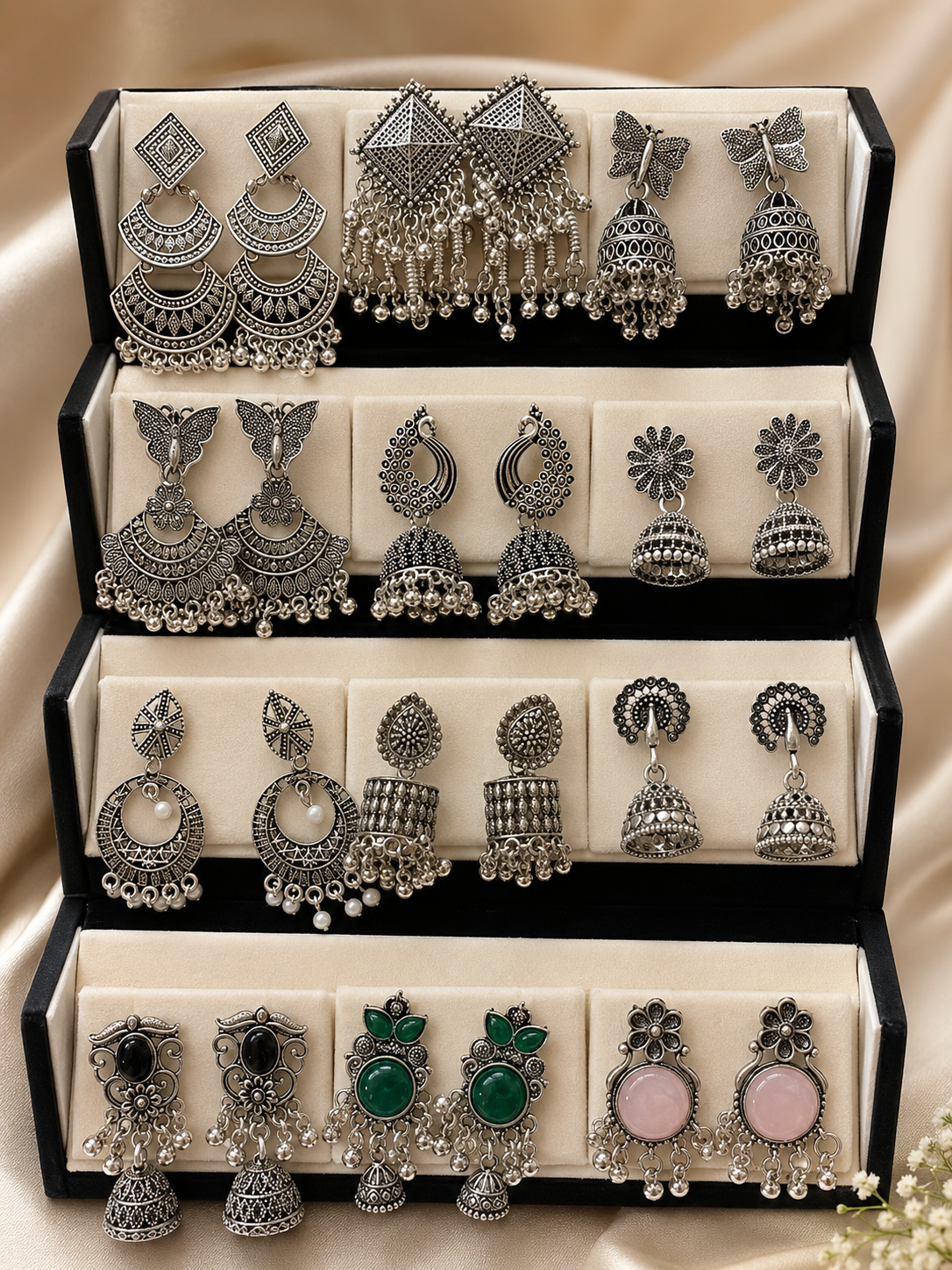 Trendy 12 Pair Earrings Box for Women | Stylish Artificial Earrings Combo Set