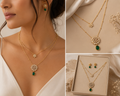 PREMIUM QUALITY MATTE FINISH AD STONE NECKLACE WITH EARRING