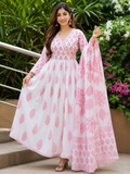 premium anarakali kurti and dupatta pink