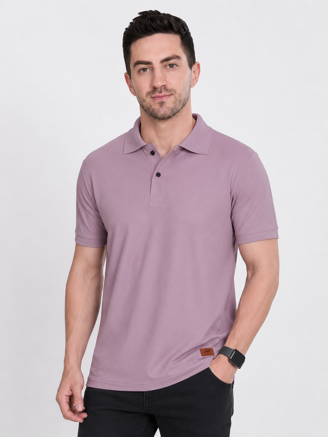 Flora Shine Latest Trendy Men Onion Pink Half Sleeve PolyCotton Polo T-Shirt For Men