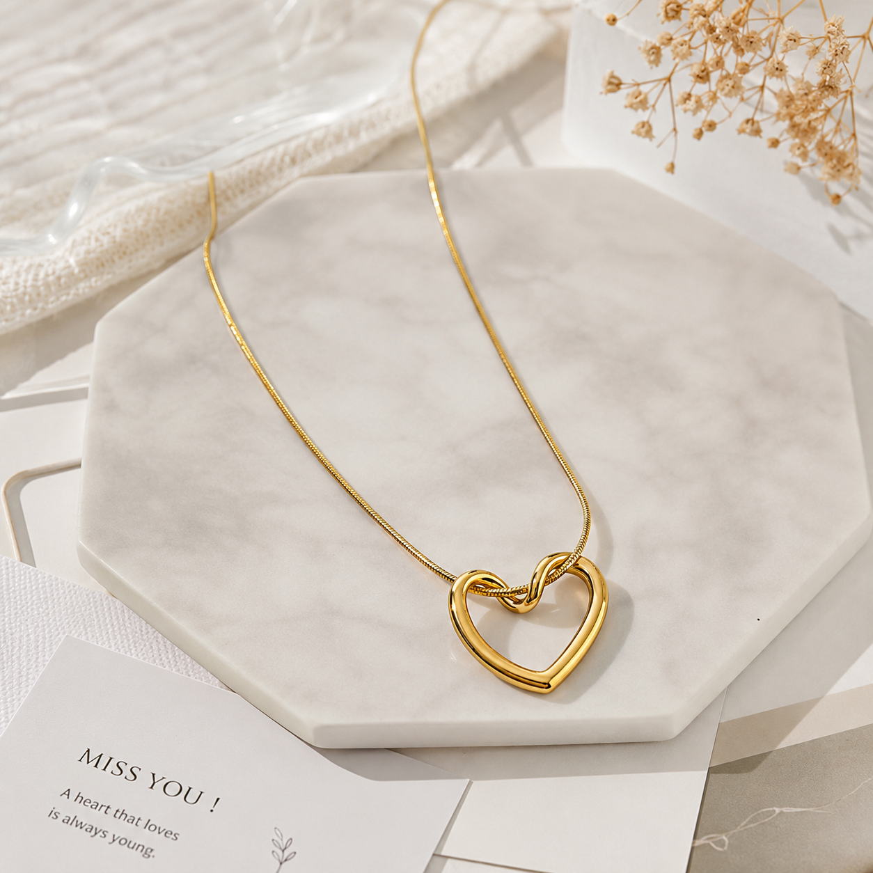 premium Gold Heart Shape Necklace Gold Plated Pendent