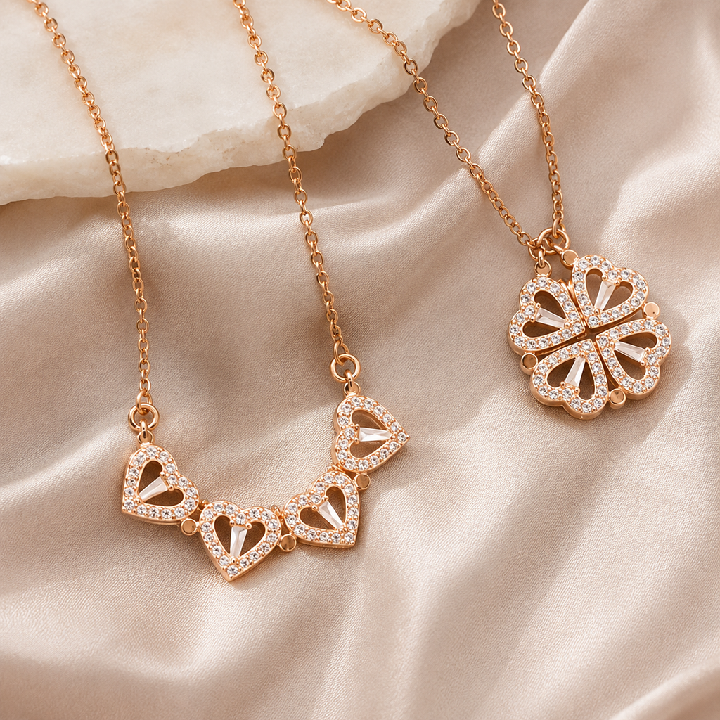 Women New Fashion Jewellery Multi-style Magnatic Necklace Opening And Closing Four Leaf Clover Pendant Necklace For Women