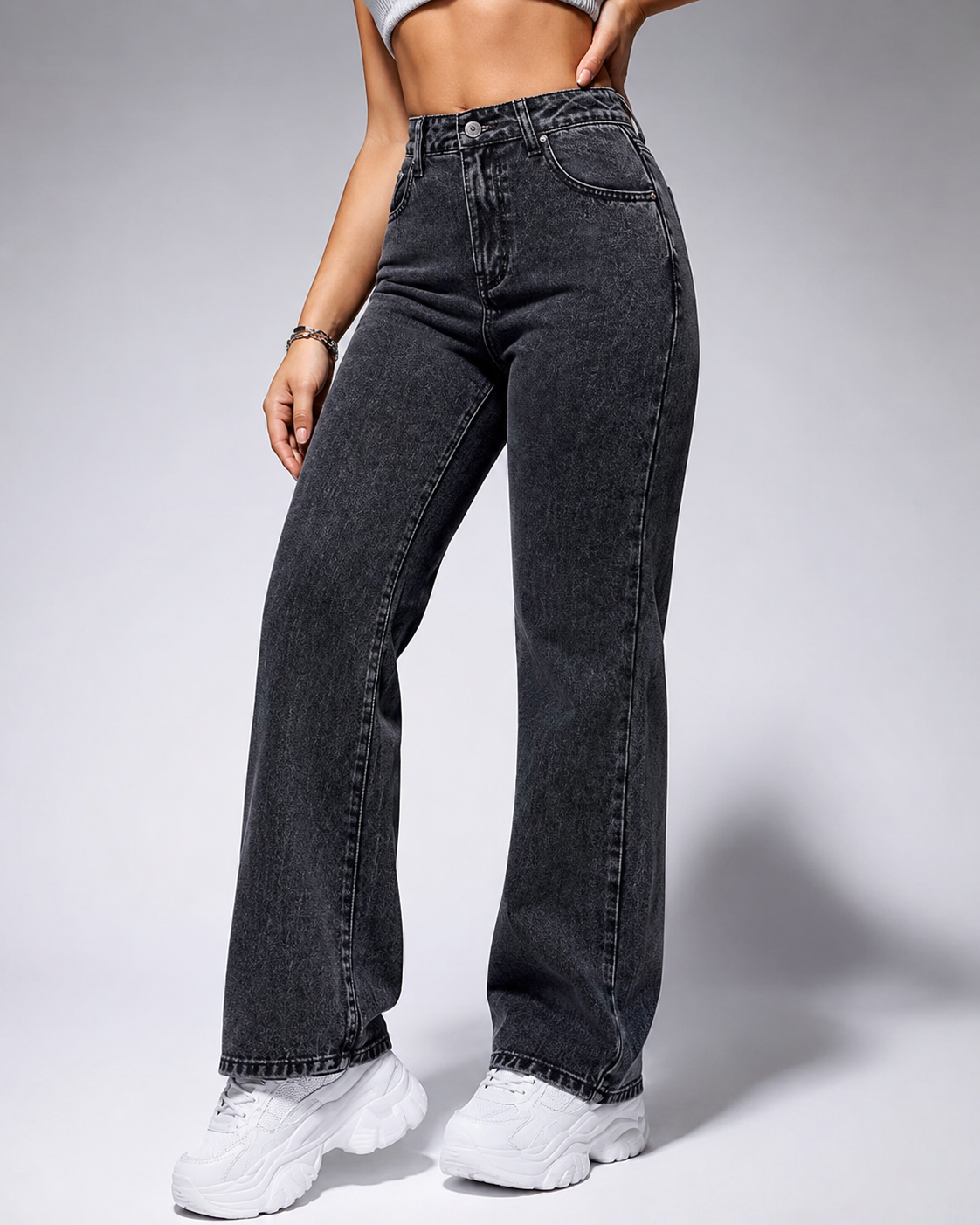 WOMEN'S STRAIGHT FIT BLAST WASH JEANS FOR WOMEN
