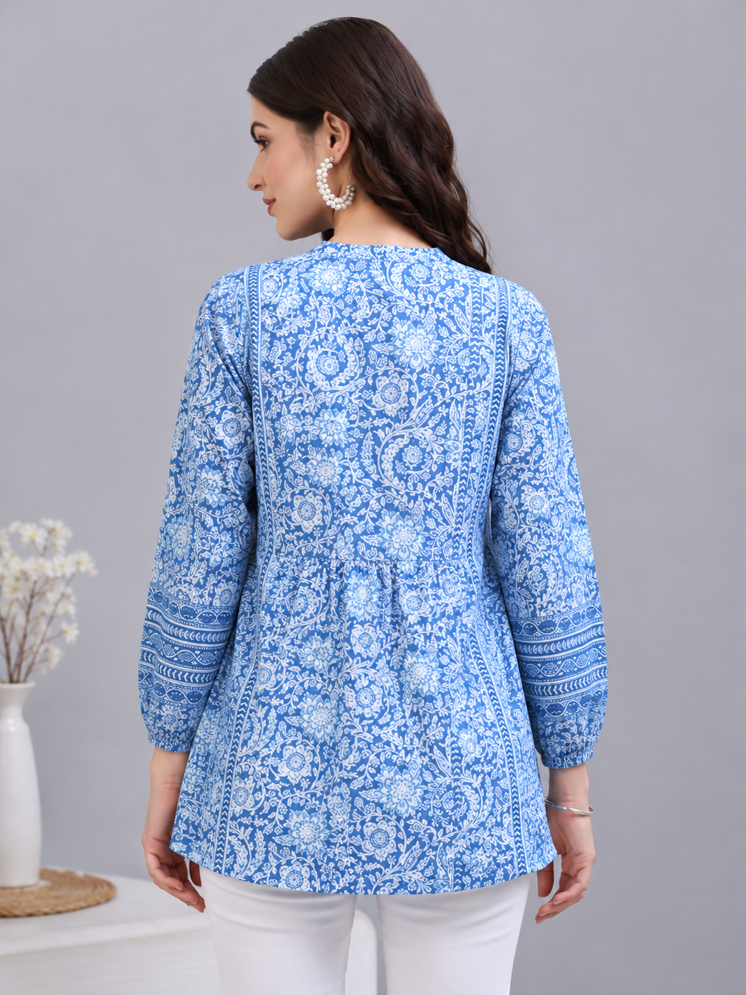 women's BLUEPRINTED COTTON TOPS FOR GIRLS