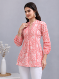women's PEACH PRINTED COTTON TOPS FOR GIRLS