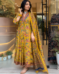 Yellow Kurti Plazo Dupatta
