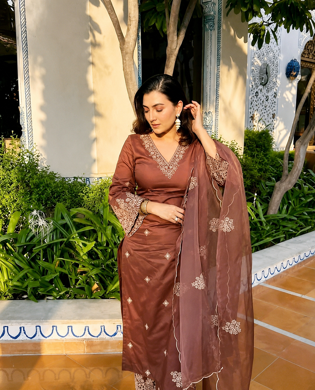 Indian Designer Eid Exclusive Silk Embroidered Straight Kurti Pant with Dupatta Set, Pakistani Salwar Kameez, Premium Party/Ethnic Wear