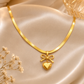 Gold Heart Shap Necklace Chain Fancy Micro Gold Plated Pendent Set For Girls And Women