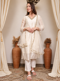premium  chandheri silk embroiderd kurti set with net duppatta