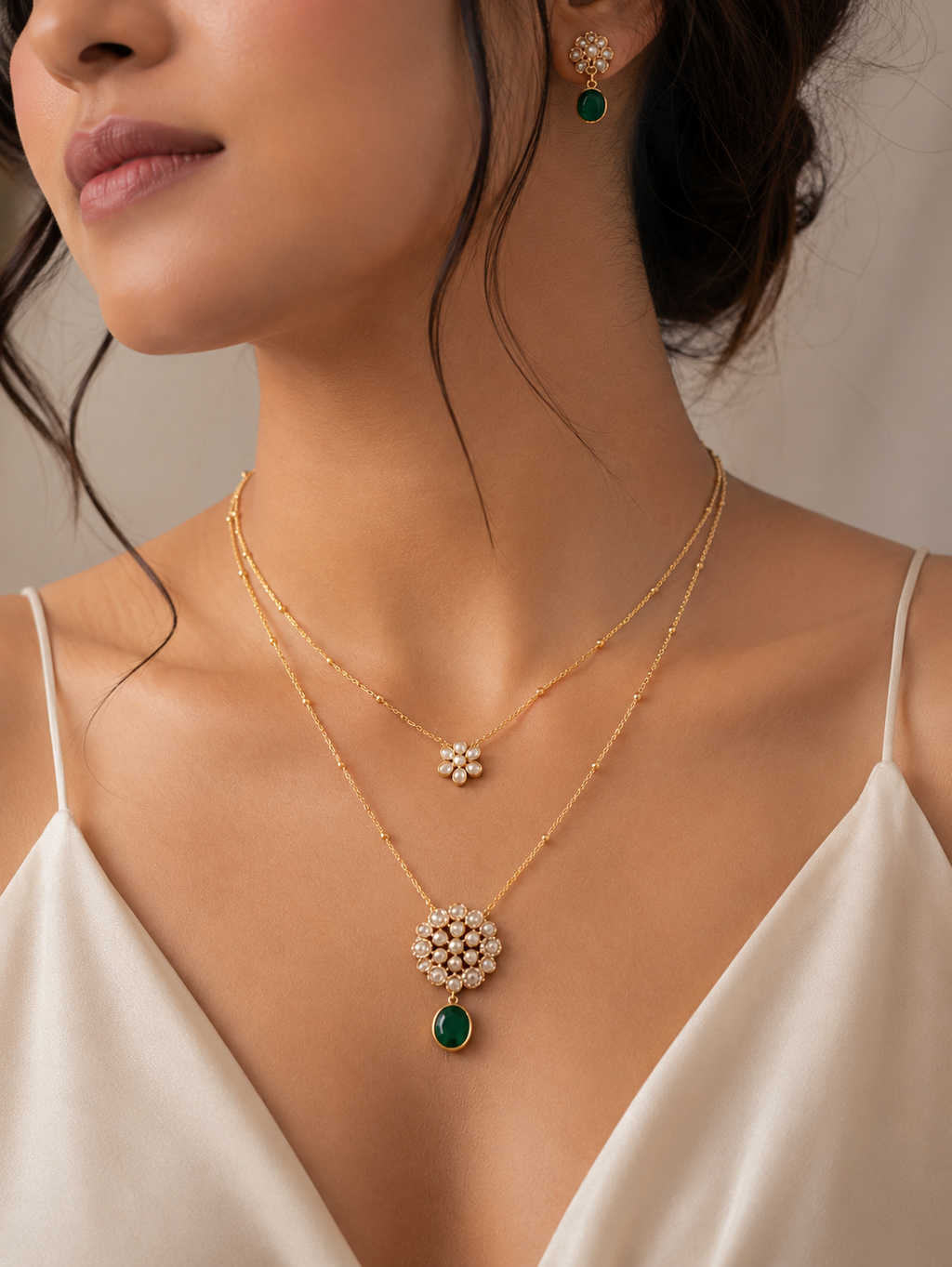 PREMIUM QUALITY MATTE FINISH AD STONE NECKLACE WITH EARRING