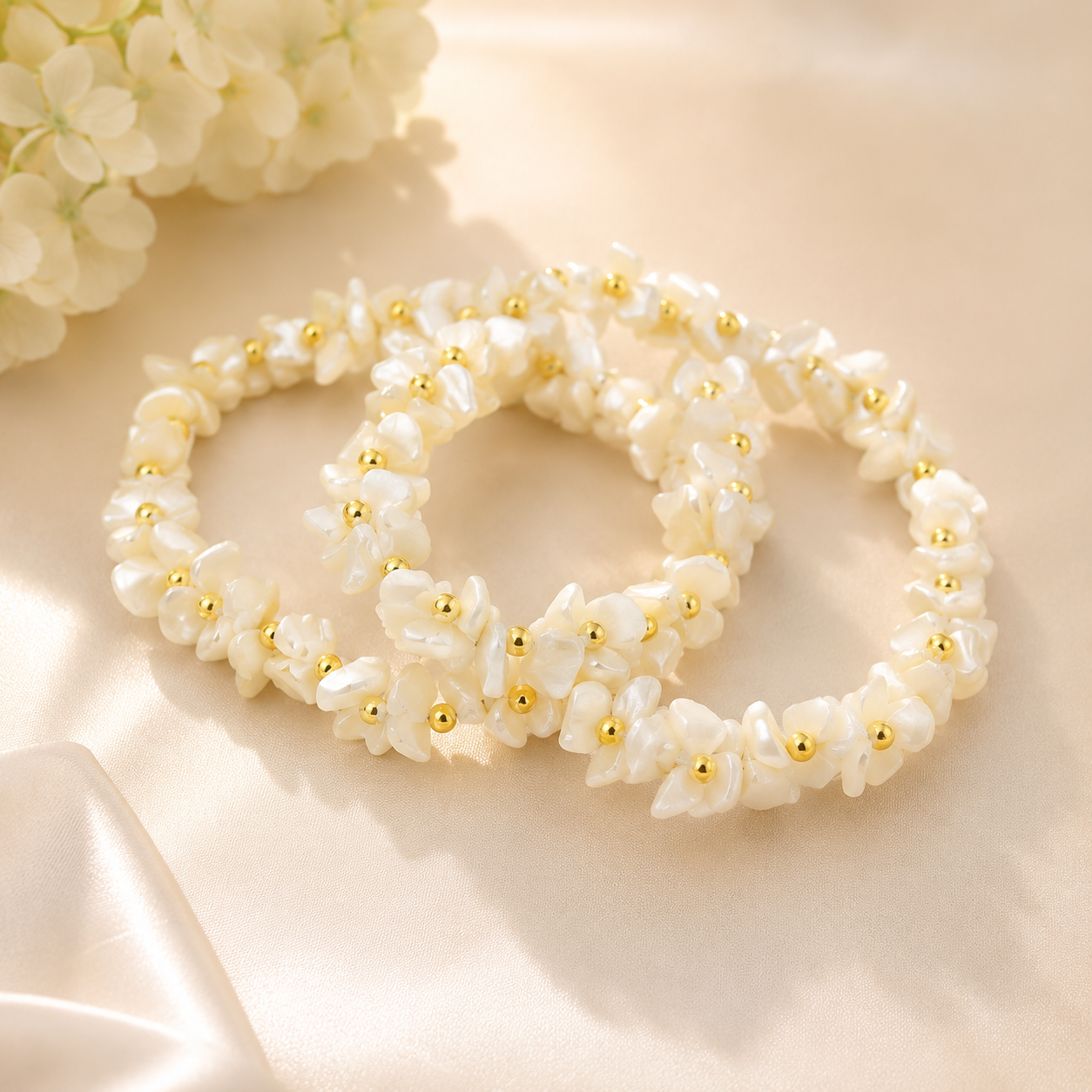 Natural Shell Strech Bracelet Set of 3