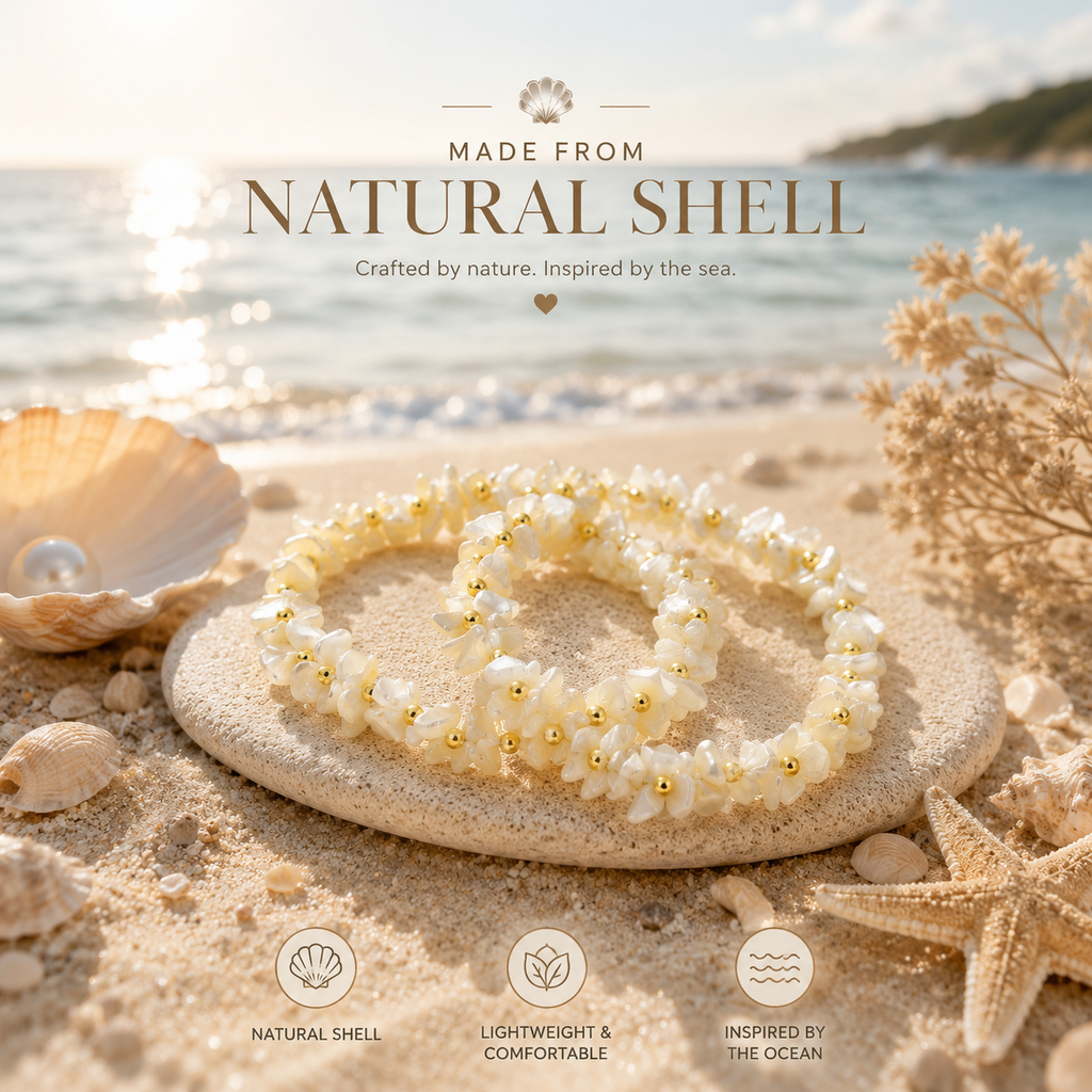Natural Shell Strech Bracelet Set of 3