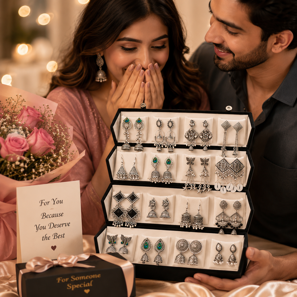 16 Pair of premium Earrings Jhumka Earrings With Black Velvet Box