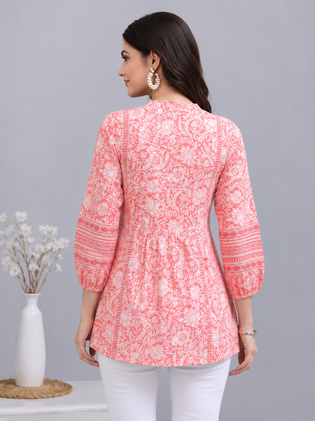 women's PEACH PRINTED COTTON TOPS FOR GIRLS