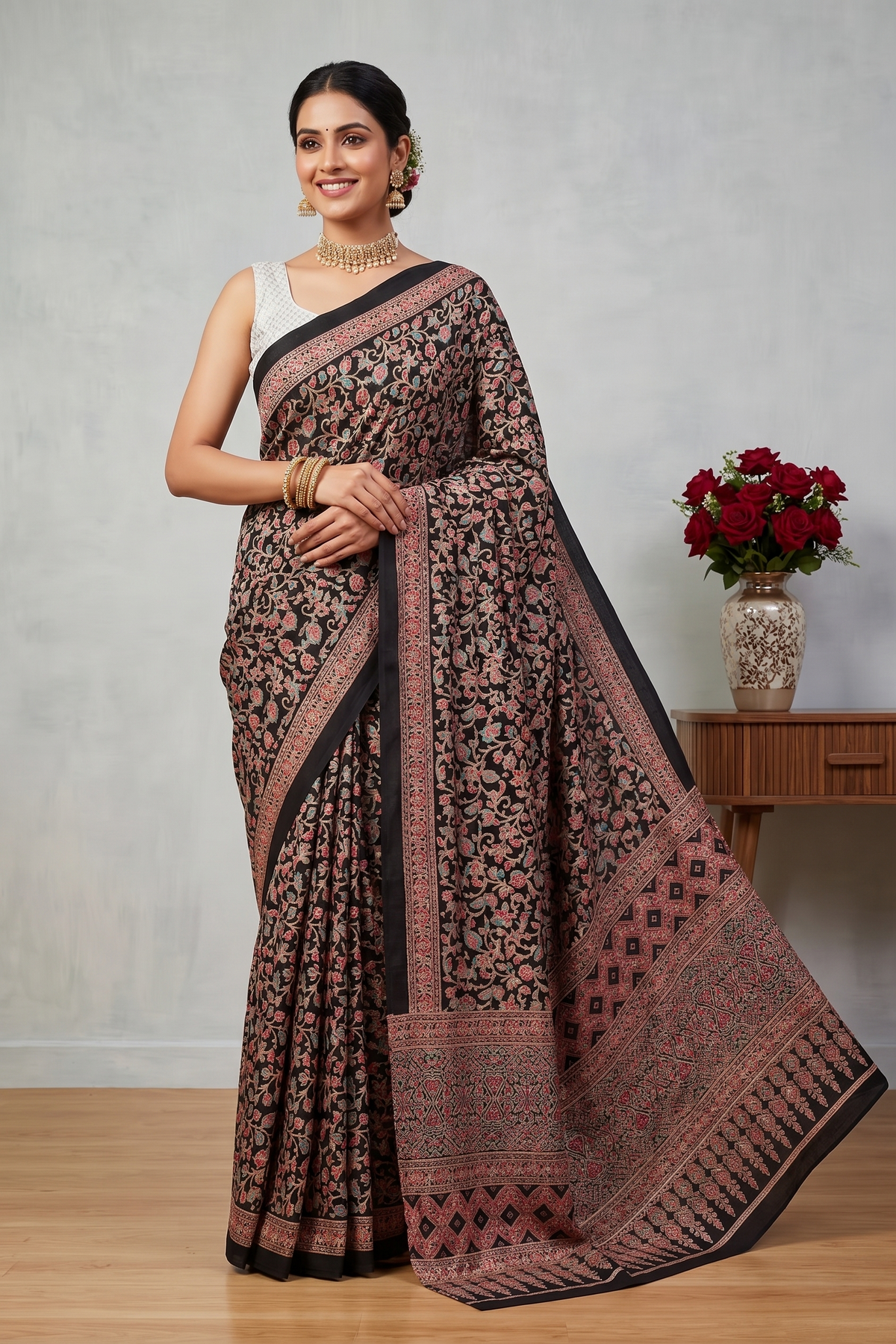 premium Printed Modal Satin Silk Saree