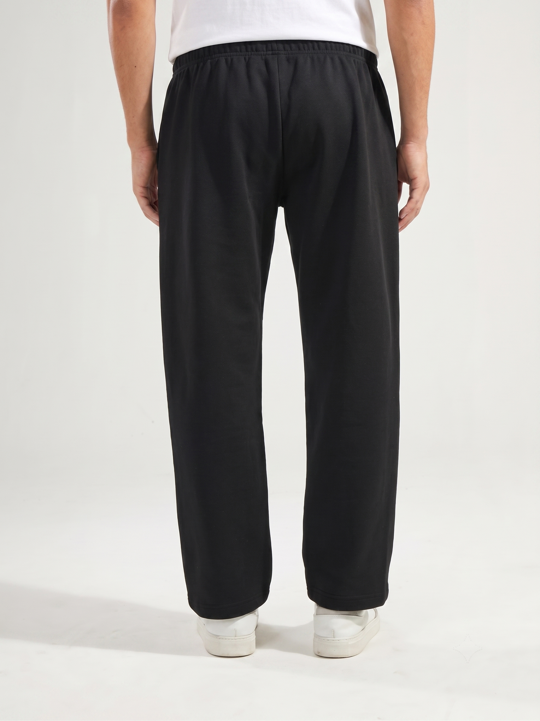 Men's Cotton Black Baggy Fit Trousers