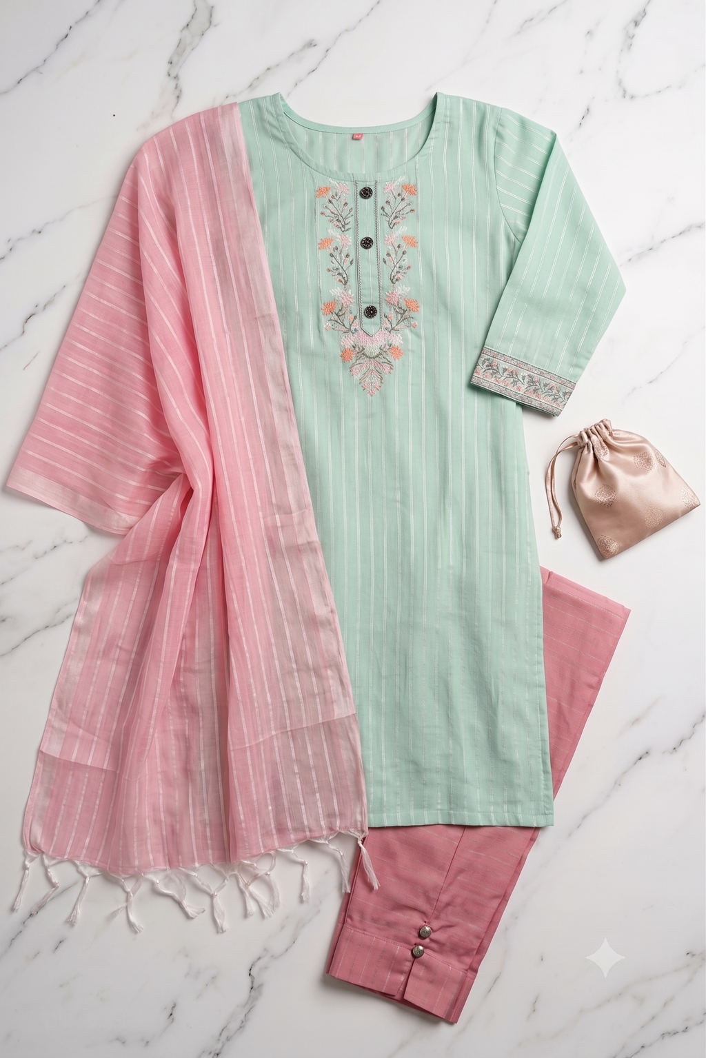 trending cotton Women Kurti and Dupatta Pant Set