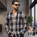 Trendy Cream Check Cotton Shirt for Men – Full Sleeves