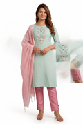 trending cotton Women Kurti and Dupatta Pant Set
