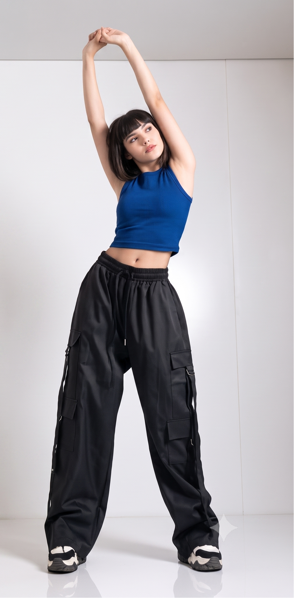 Women's High-Waist Oversized Cargo Pants – Relaxed Wide Leg Streetwear Trousers