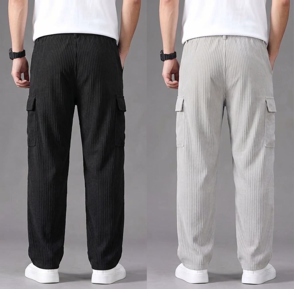 Black & Light grey color Men’s original Baggy Cargo Pant with back pocket (combo of 2)