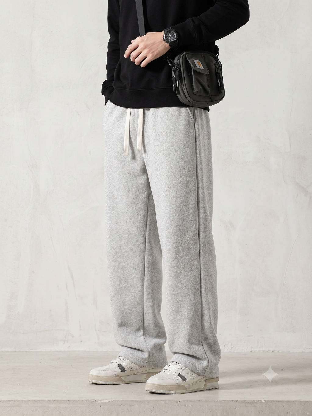 Men's Cotton Black Baggy Fit Trousers