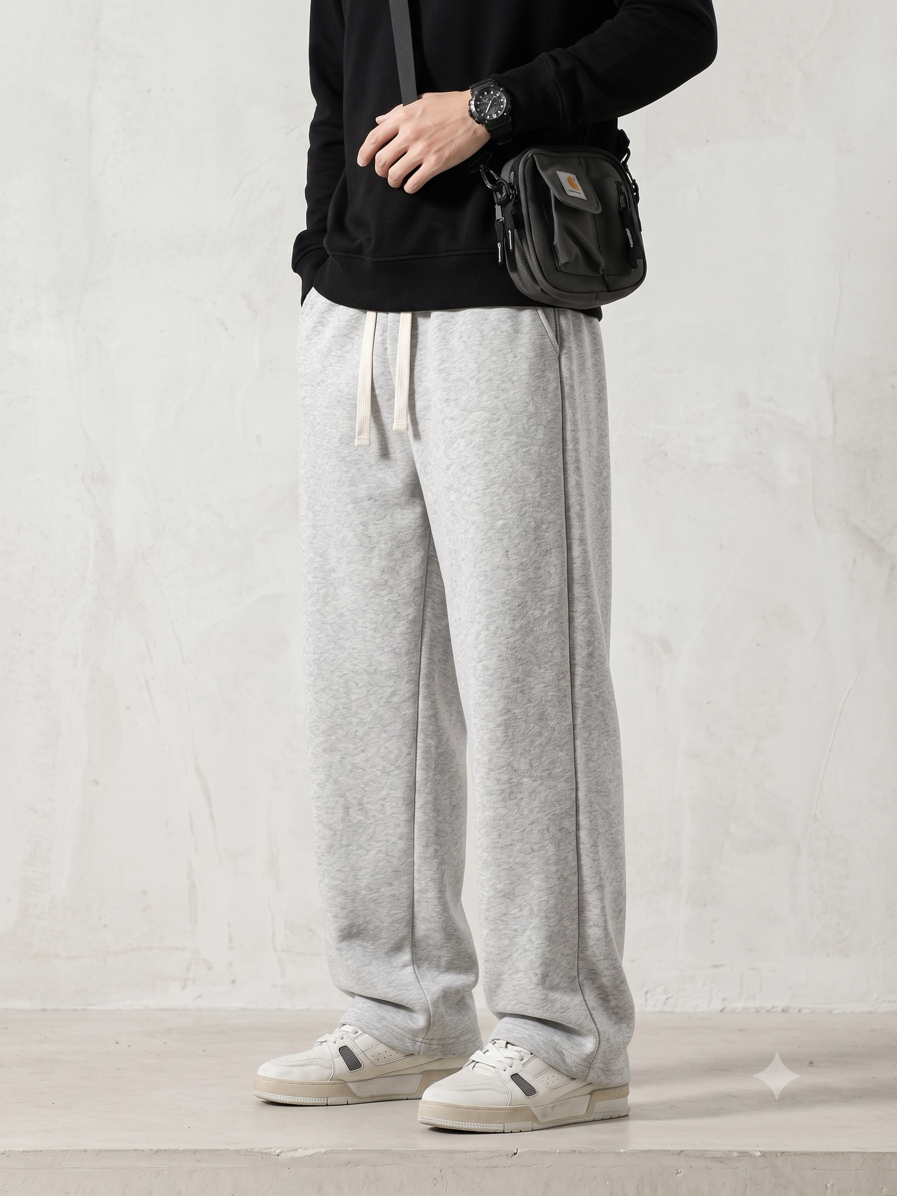 Men's Cotton Black Baggy Fit Trousers