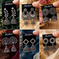 jhumka oxidised Silver Earrings for women Combo chandbali pearl (PACK Of 6)