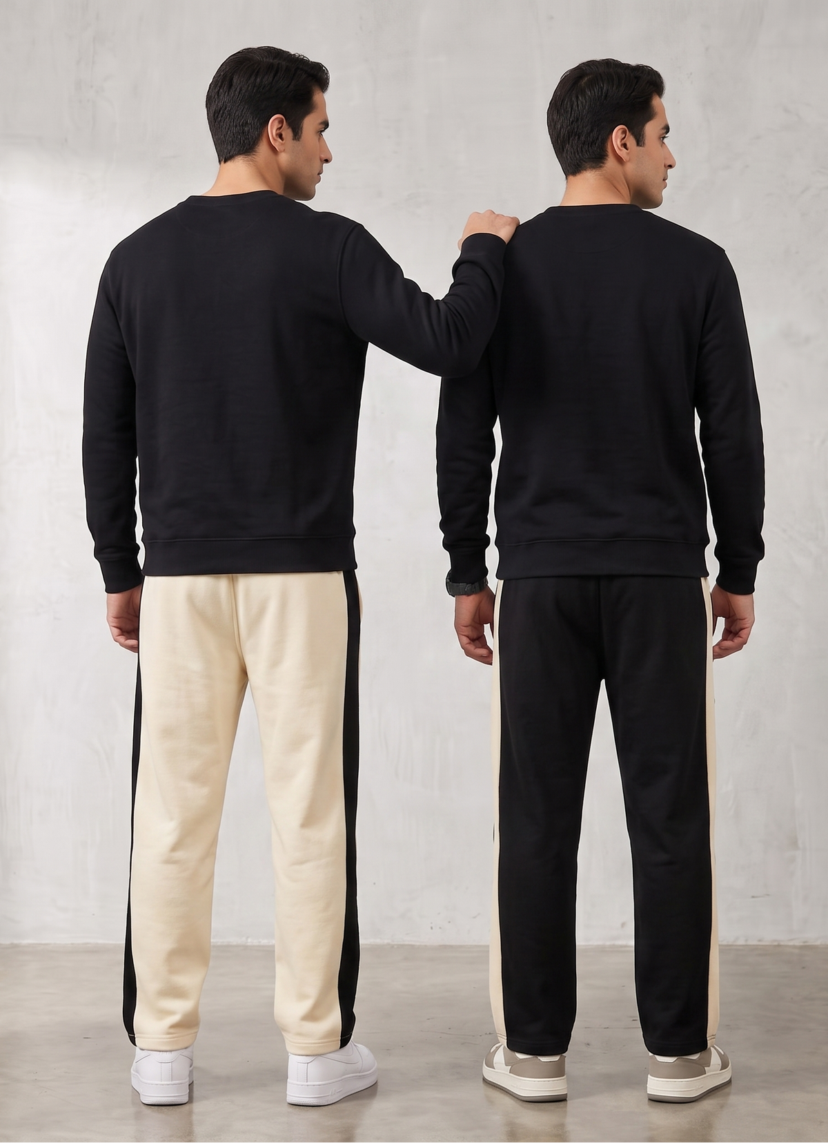 Men’s Straight Fit Side Stripe Trousers Pack of 2 | Solid Casual Track Pants with three Pockets
