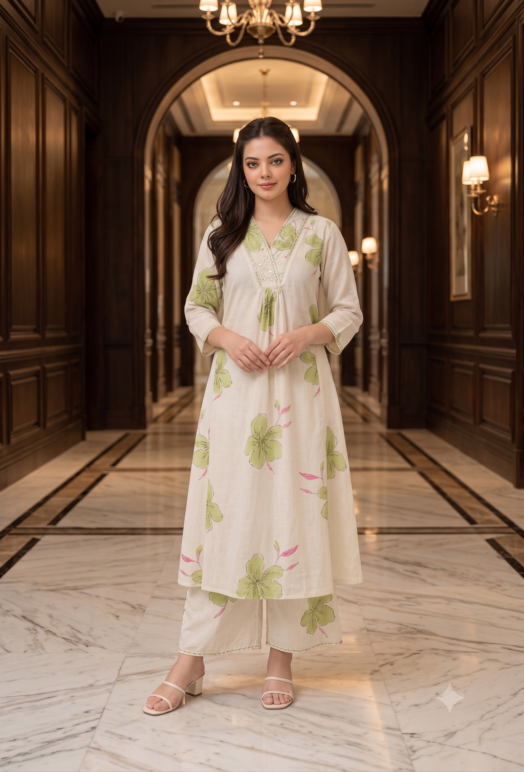 trendy women Viscose embroiderd kurti set