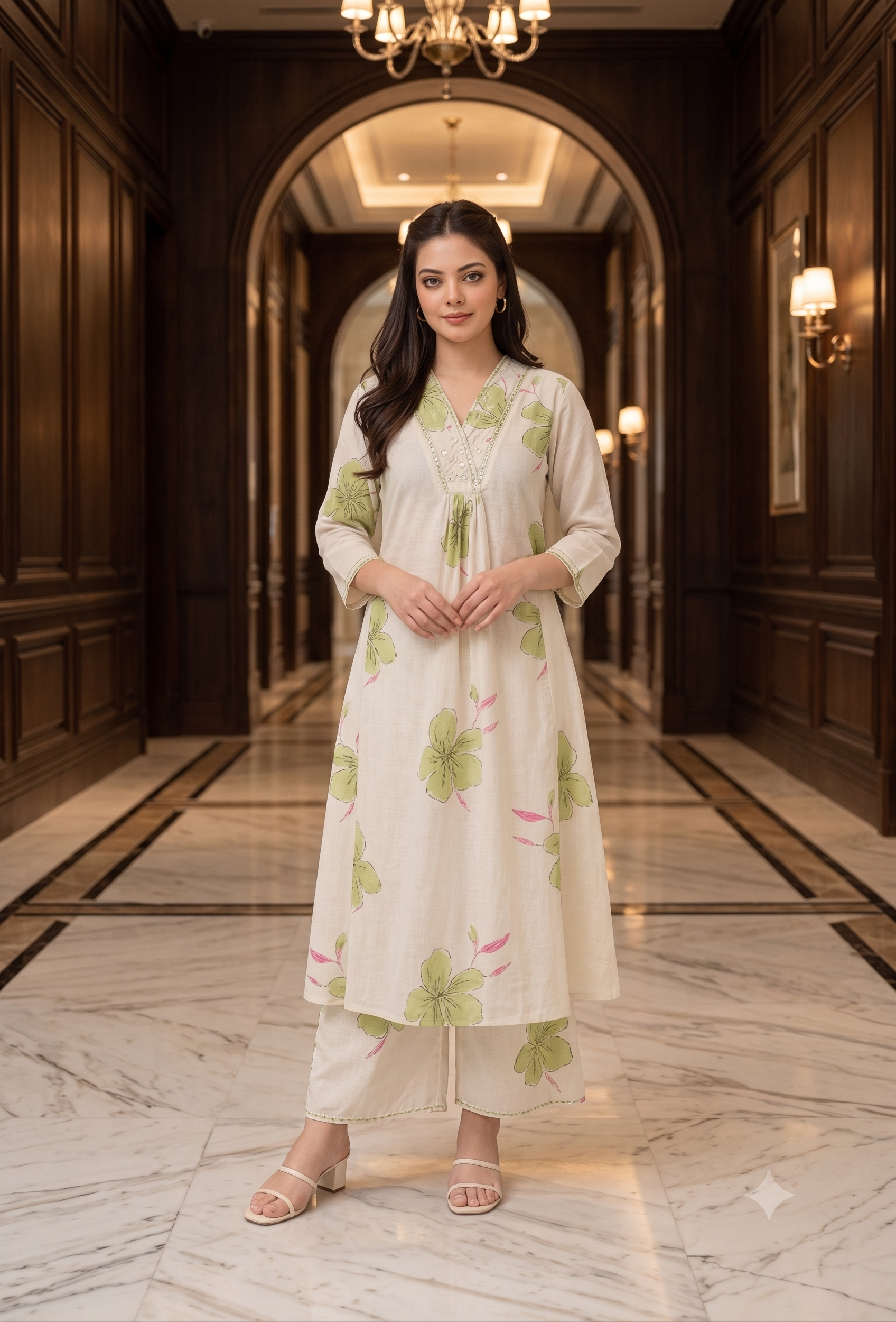 trendy women Viscose embroiderd kurti set