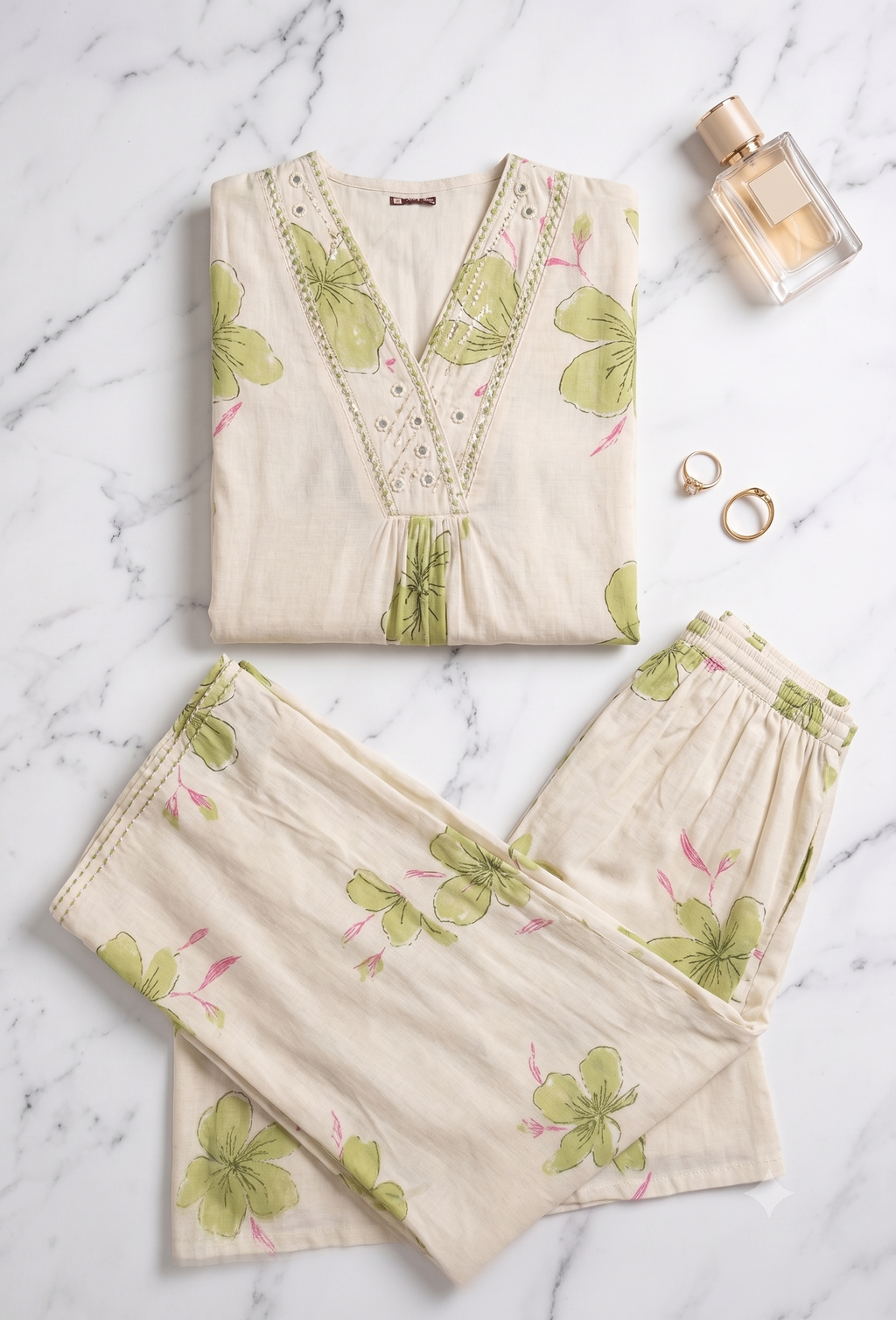 trendy women Viscose embroiderd kurti set
