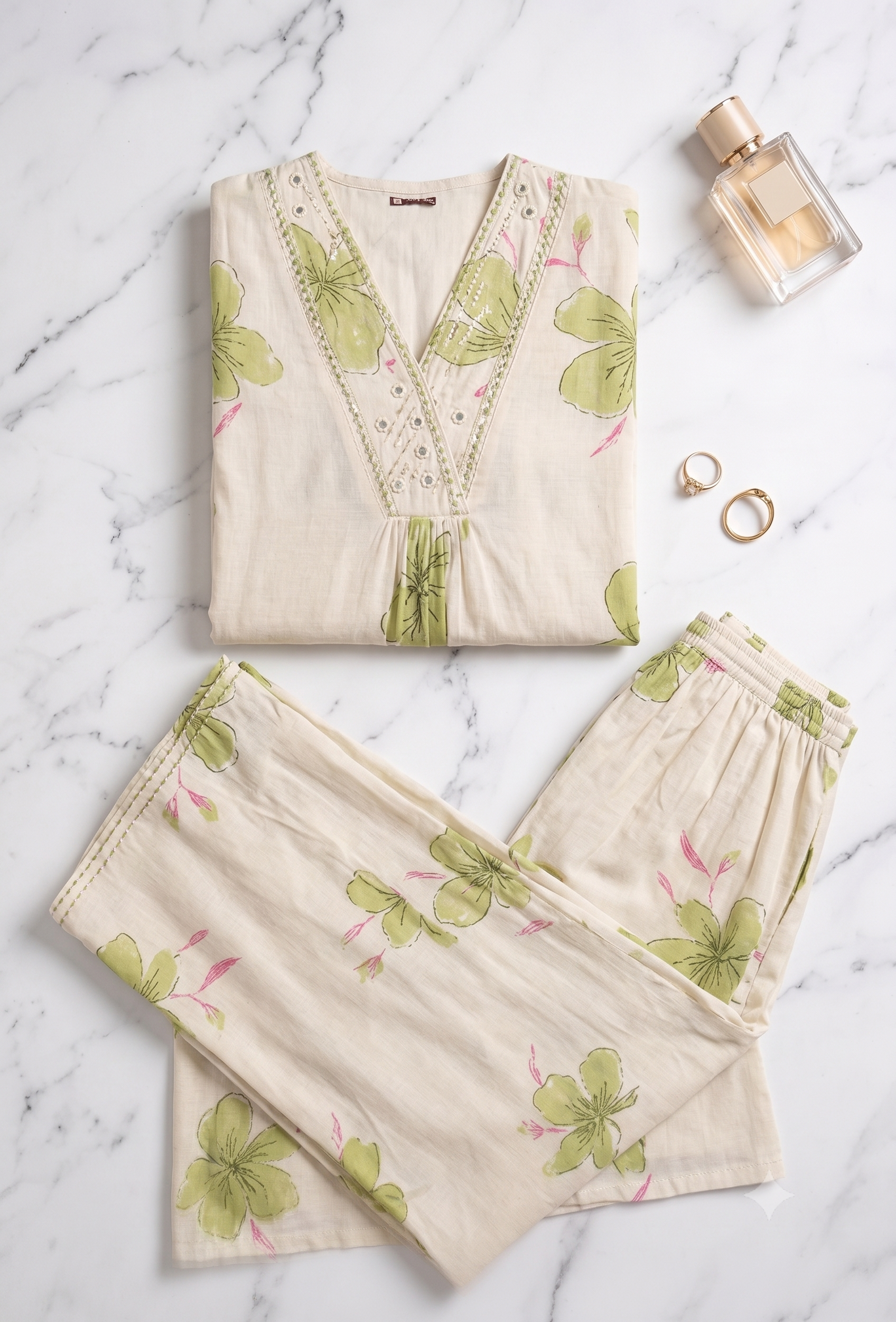 trendy women Viscose embroiderd kurti set