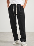 Men's Cotton Black Baggy Fit Trousers