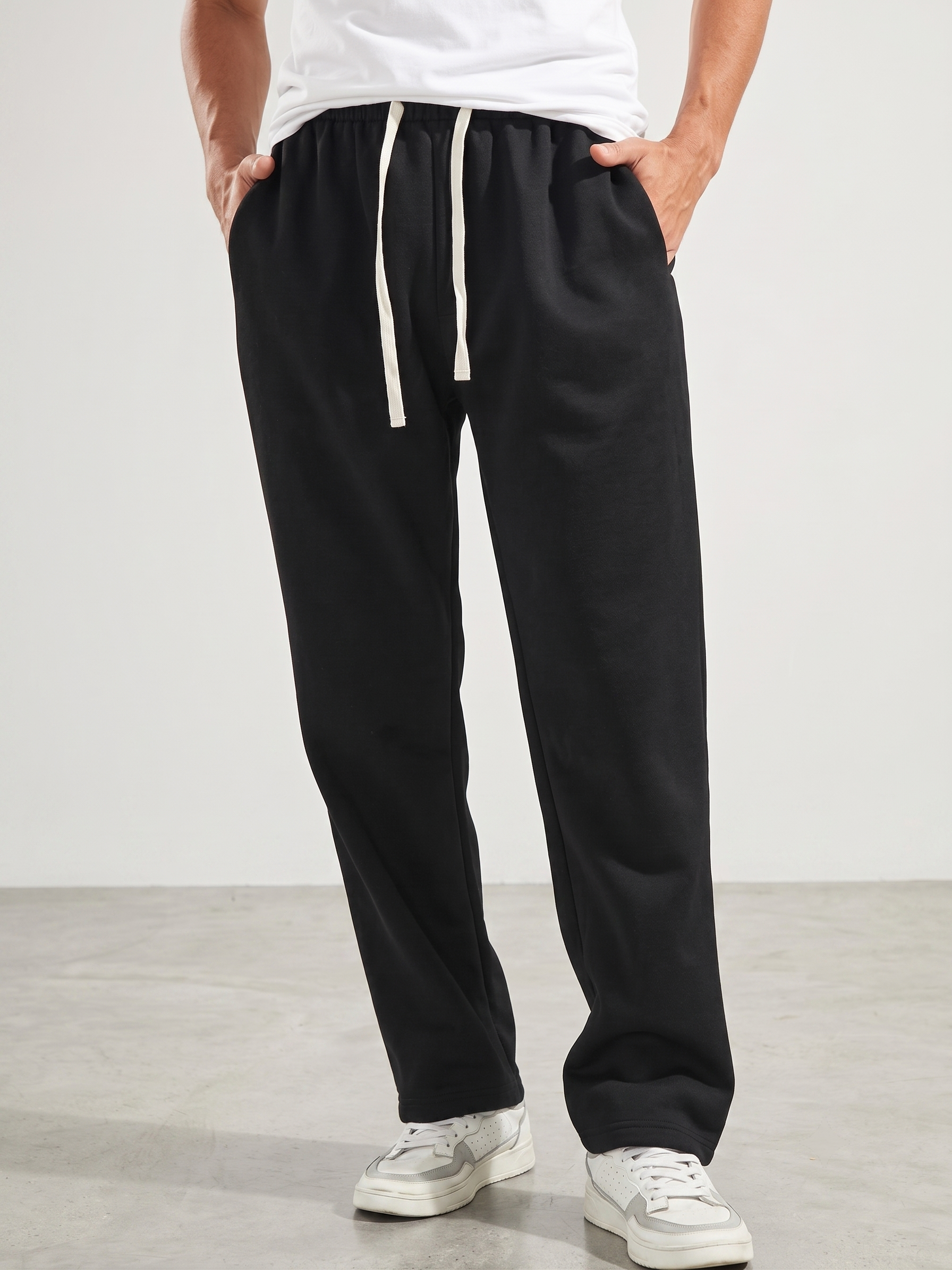 Men's Cotton Black Baggy Fit Trousers