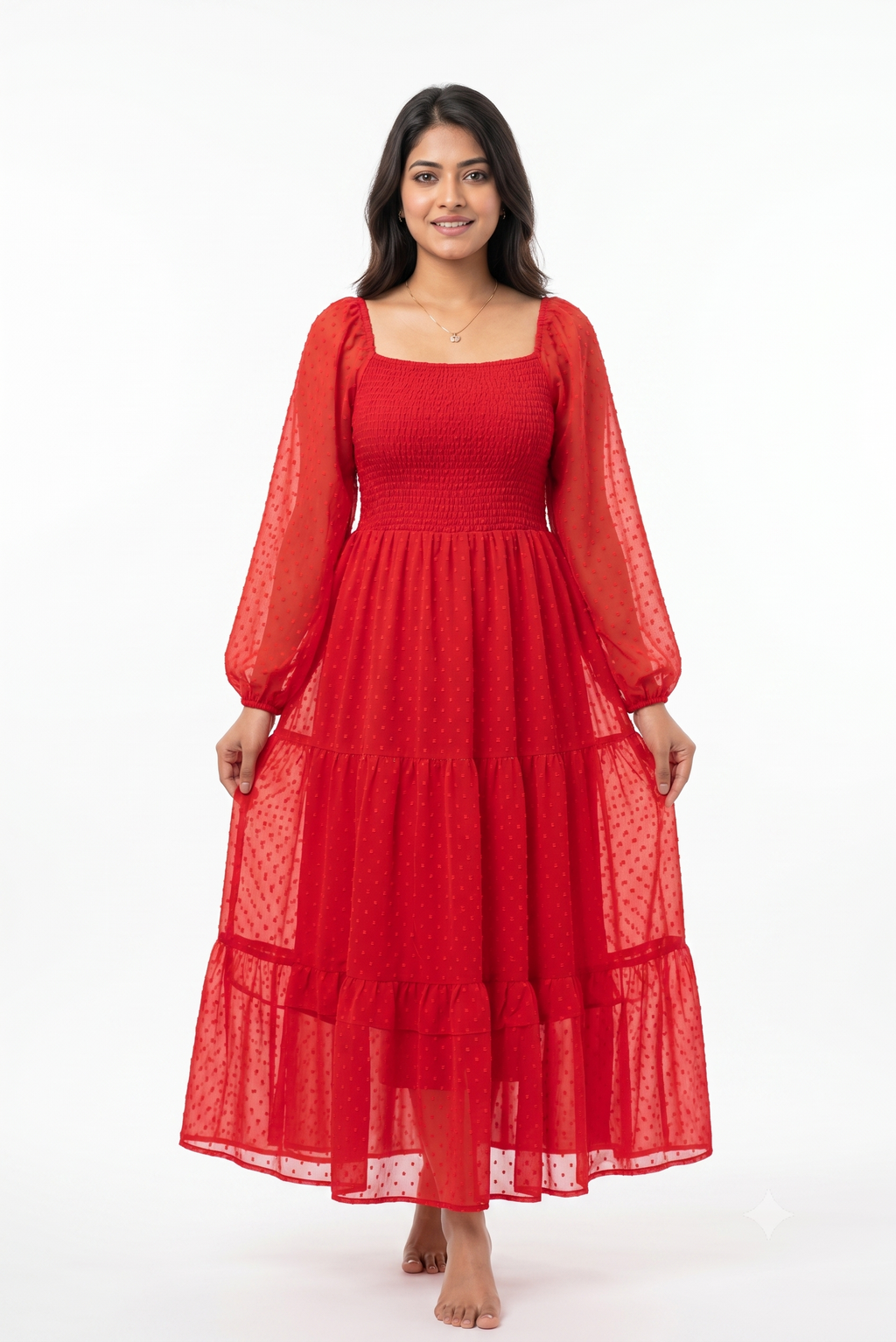 Women's Stylish Sleeveless Square Neck Rayon Fit & Flare Dress, Elegent One Piece A-Line Midi Dress, Summer, Date & Evening Look for Women