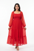 Women's Stylish Sleeveless Square Neck Rayon Fit & Flare Dress, Elegent One Piece A-Line Midi Dress, Summer, Date & Evening Look for Women