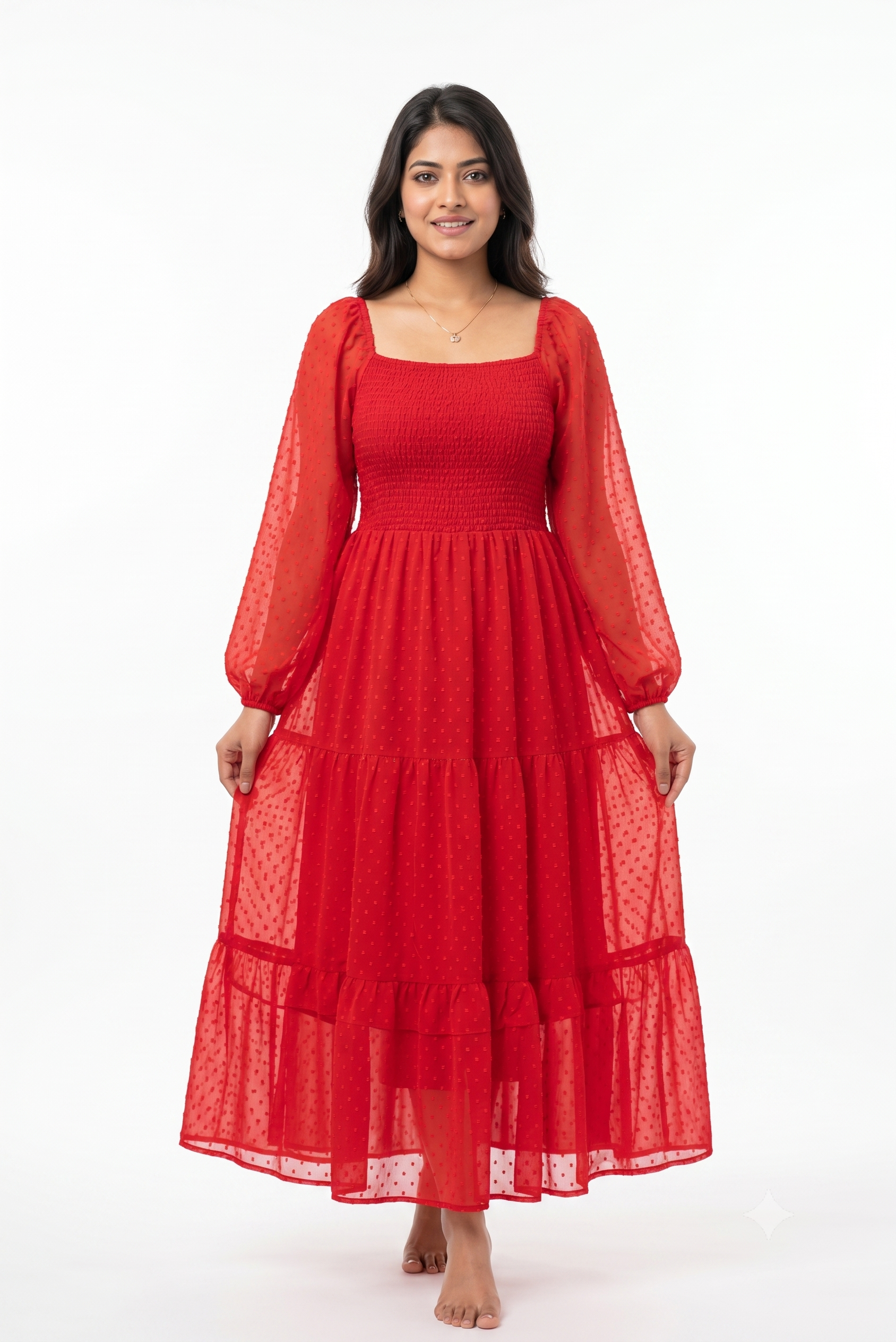 Women's Stylish Sleeveless Square Neck Rayon Fit & Flare Dress, Elegent One Piece A-Line Midi Dress, Summer, Date & Evening Look for Women
