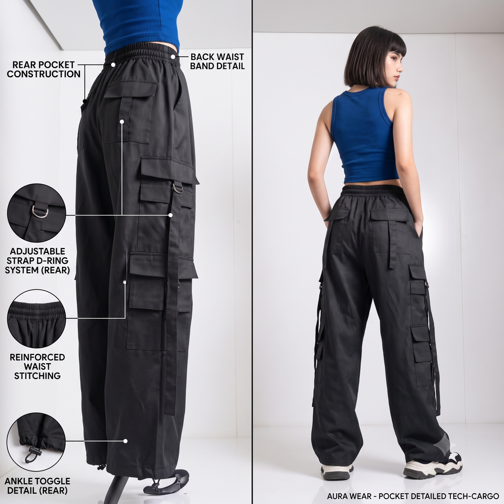 Women's High-Waist Oversized Cargo Pants – Relaxed Wide Leg Streetwear Trousers