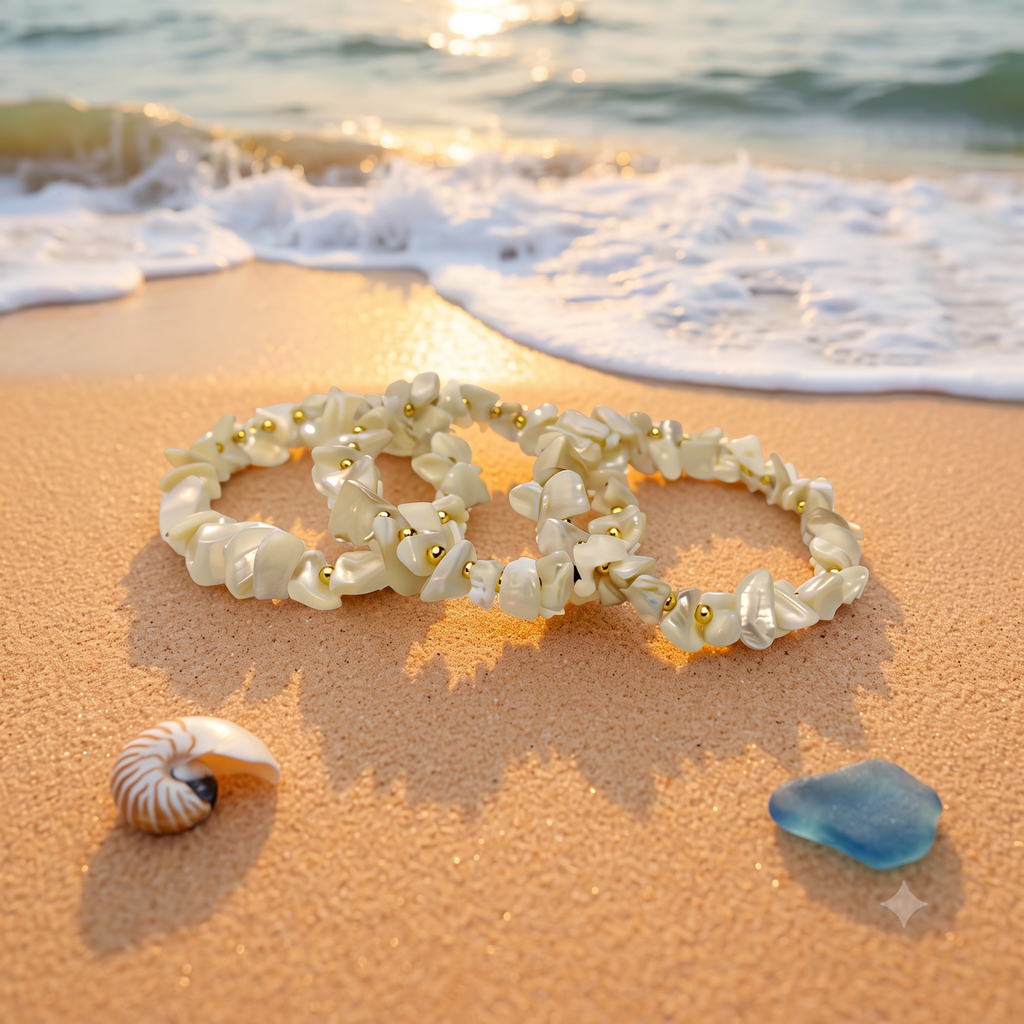 Natural Shell Strech Bracelet Set of 3