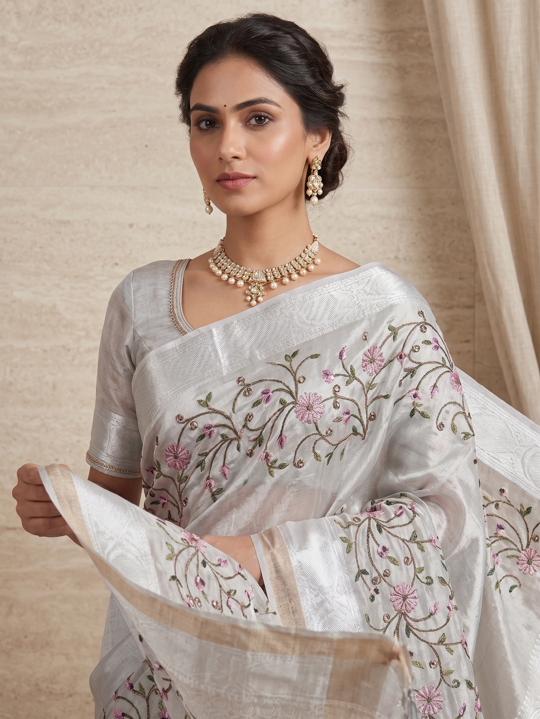 premium Banarasi Tissue Embroidery saree