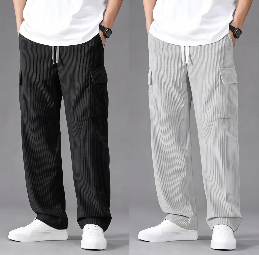 Black & Light grey color Men’s original Baggy Cargo Pant with back pocket (combo of 2)