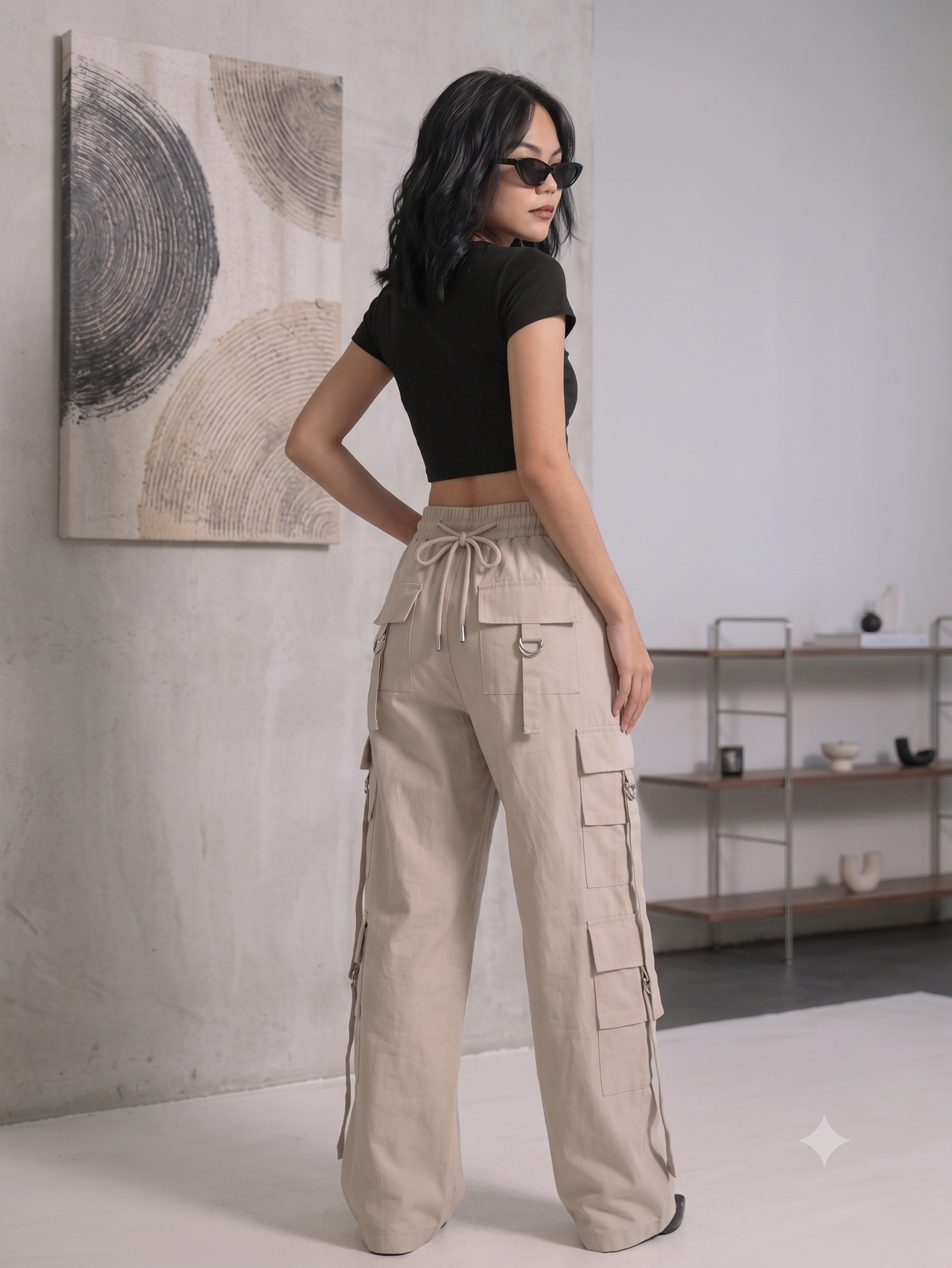 Women's High-Waist Oversized Cargo Pants – Relaxed Wide Leg Streetwear Trousers