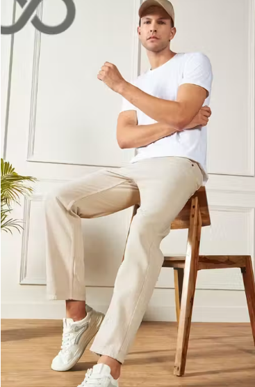 premium beige baggy jeans for mens