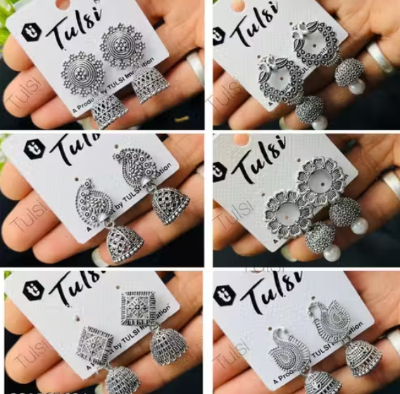 premium oxidised Silver Plated Earrings ( Combo Of 6)