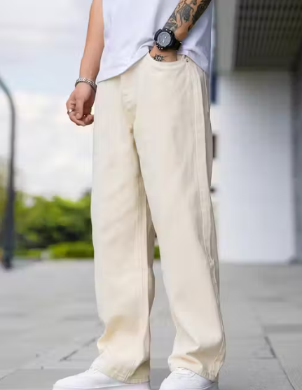 cream baggy jeans for mens