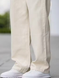 Premium Men's Relaxed Fit Baggy Jeans – Cream Beige