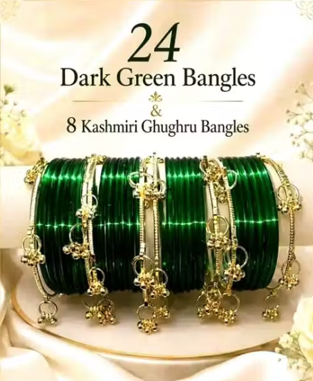 SAVAN GREEN SPECIAL KASHMIRI GHUNGROO NAG BANGLES